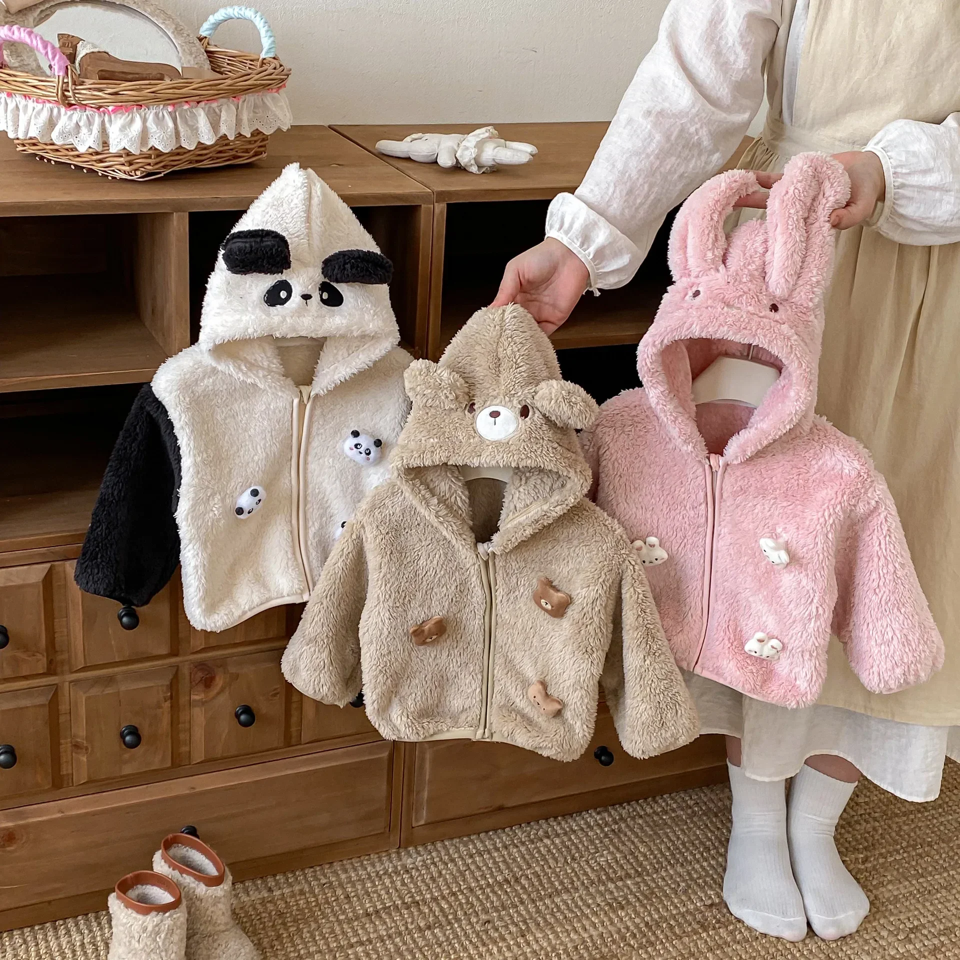 Chaqueta para niños de 0 a 5 años, Sudadera con capucha de animales, chaqueta de piel para niñas, chaqueta cálida para niños, abrigo con cremallera de animales de dibujos animados