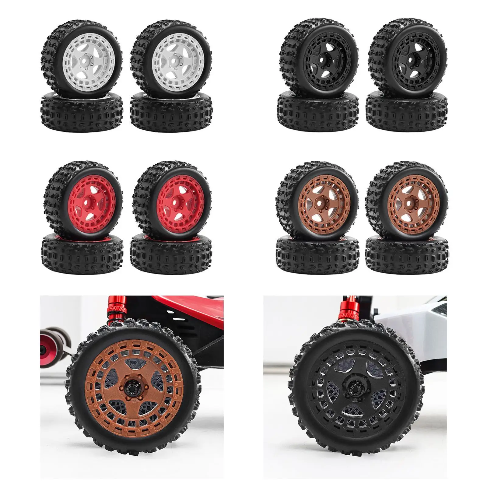 4Pcs Wheels and Tires 2.7x1inch for 1/18 2S 223S RC Truck Lightweight Sturdy