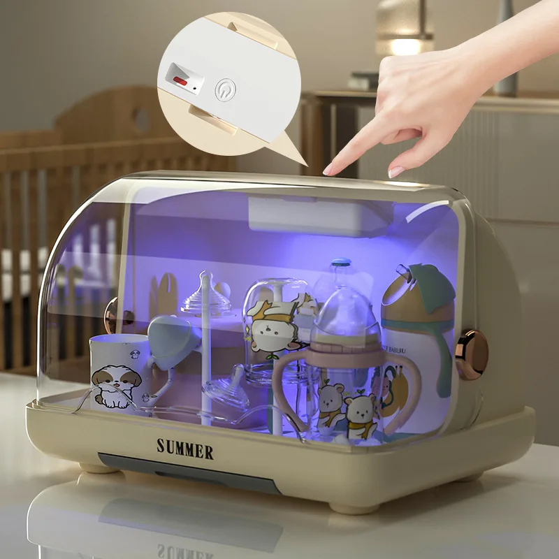 Stérilisateur de biberons avec étendoir, petite armoire de désinfection ultraviolette domestique pour bébés, Machine deux en un - imagen 2