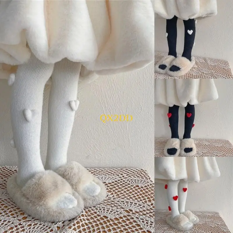 QX2D forradas con conejo para niños, pantimedias cálidas para niños, pantimedias cómodas con decoración - imagen 3