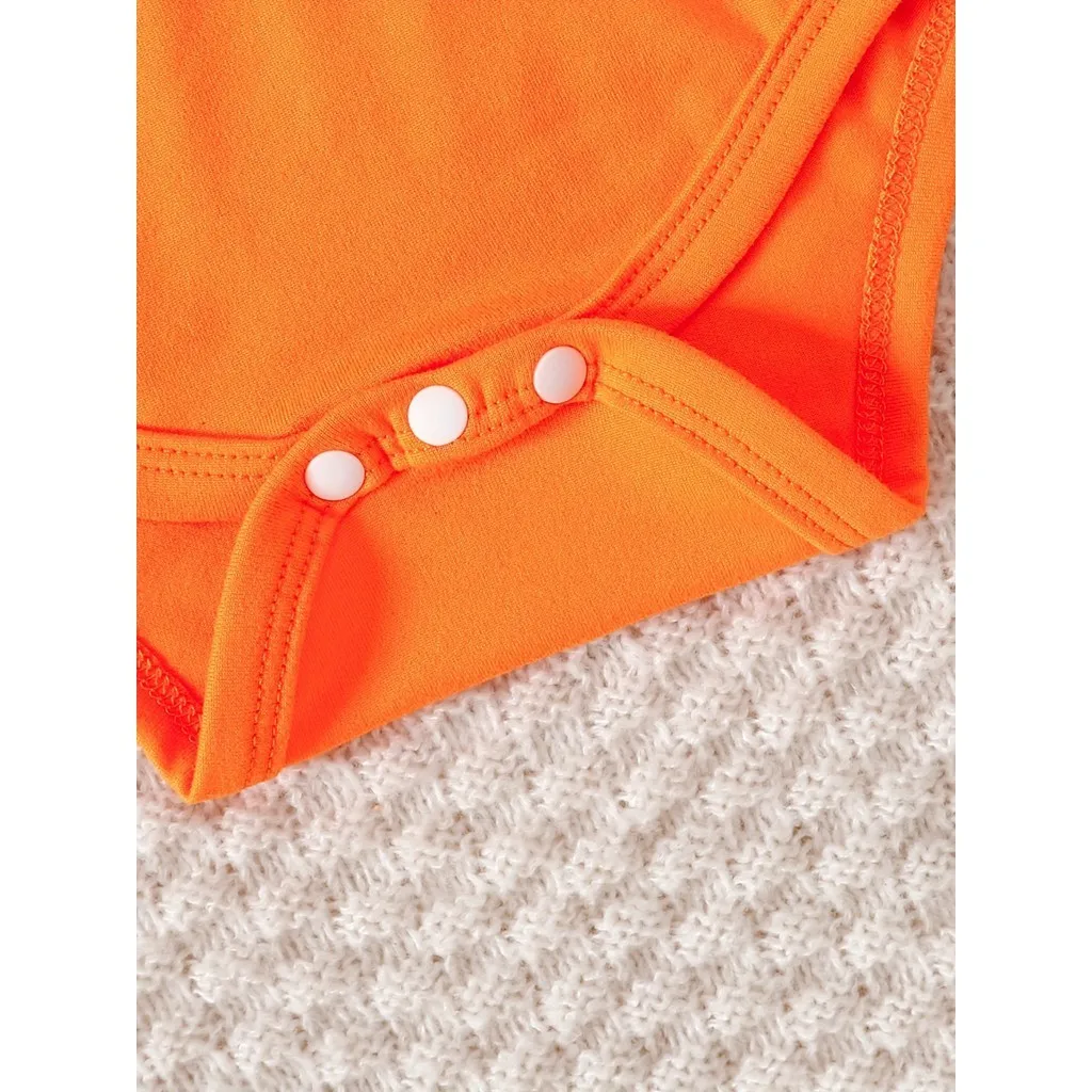 Conjuntos de disfraz de Halloween para bebé, niño y niña, pelele con patrón de calabaza de manga larga + pantalones con tiras de grafiti, ropa de vacaciones de 2 uds para 0-2 años - imagen 3