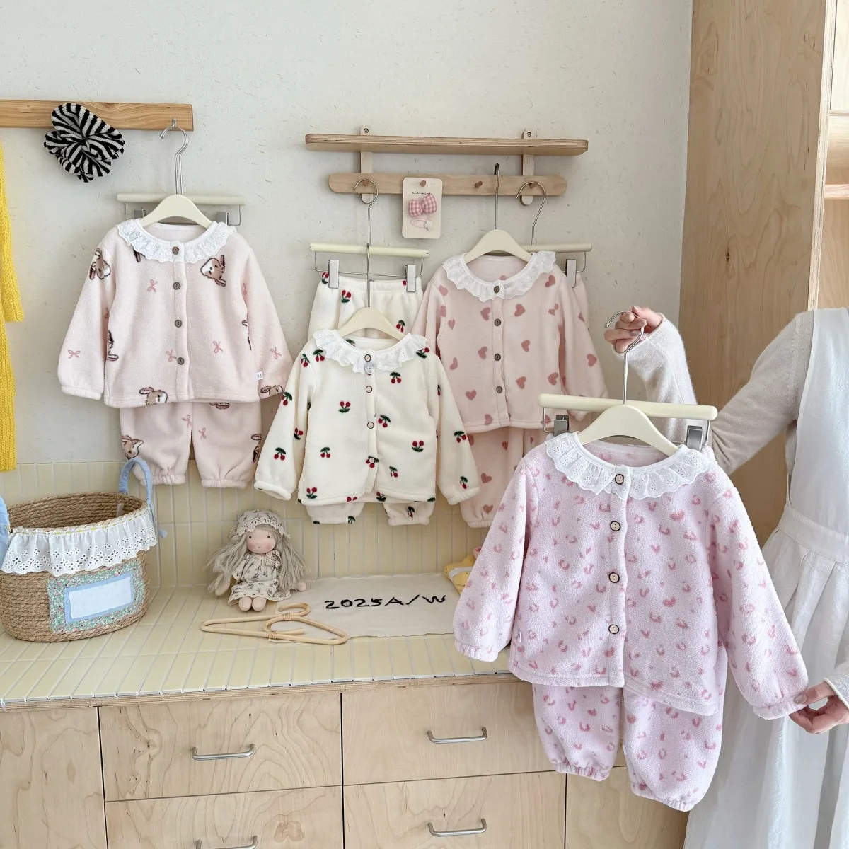 Conjunto pijama franela gruesa bebé – Ropa de invierno cálida - imagen 2