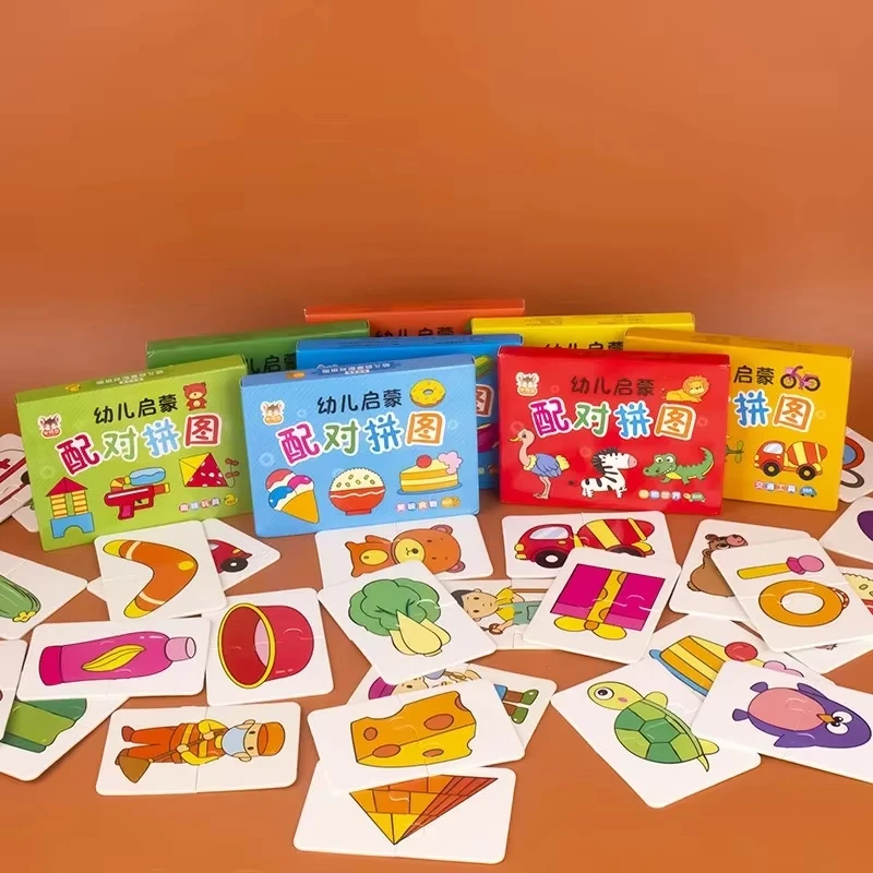 Juego de cartas de animales, rompecabezas para niños, juguetes cognitivos con patrón de dibujos animados, tarjetas de memoria de tráfico de frutas, juguete educativo para edades tempranas