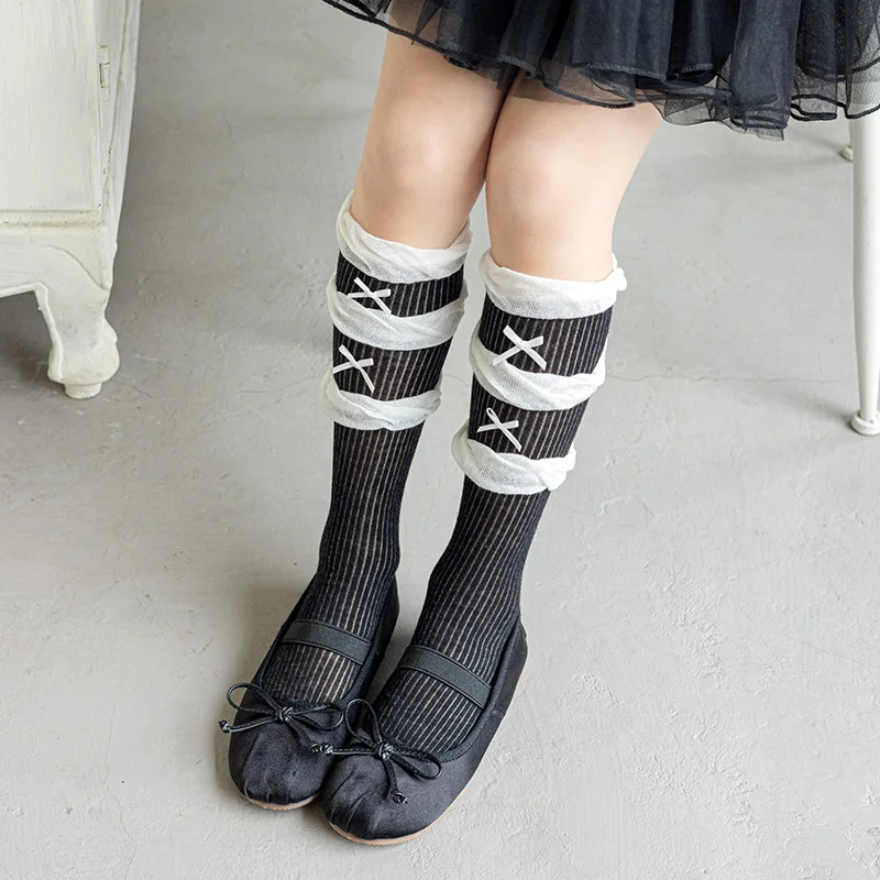Calcetines escolares con lazo de algodón fino para niños - imagen 5