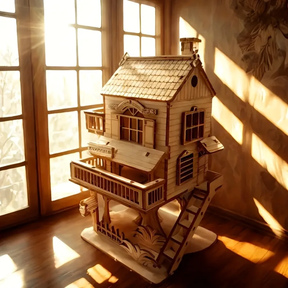 Casa de rompecabezas 3D, casa en el árbol, Villa, modelo, Kit DIY, casa de muñecas, modelo de construcción, artesanía, regalo de cumpleaños y Navidad para adultos y adolescentes - imagen 3