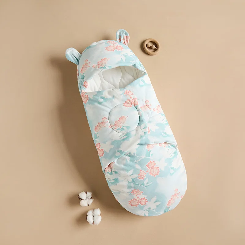 Edredón para bebé recién nacido, estilo Otoño Invierno, paquete de habitación individual de dibujos animados, funda de edredón envuelta, patrón Animal, Material de terciopelo de Color puro - imagen 2