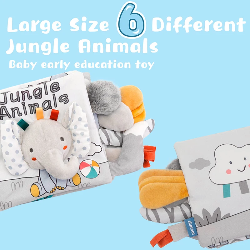 Libros suaves para bebés, libro de tela de alto contraste con sensación táctil 3D, cochecito de aprendizaje temprano sensorial, juguetes para niños pequeños de 0 a 12 meses - imagen 3