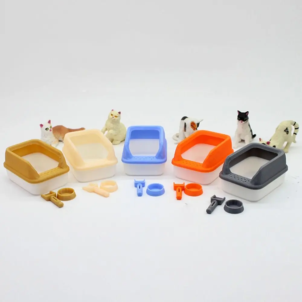 Caja de arena para gato en miniatura de casa de muñecas