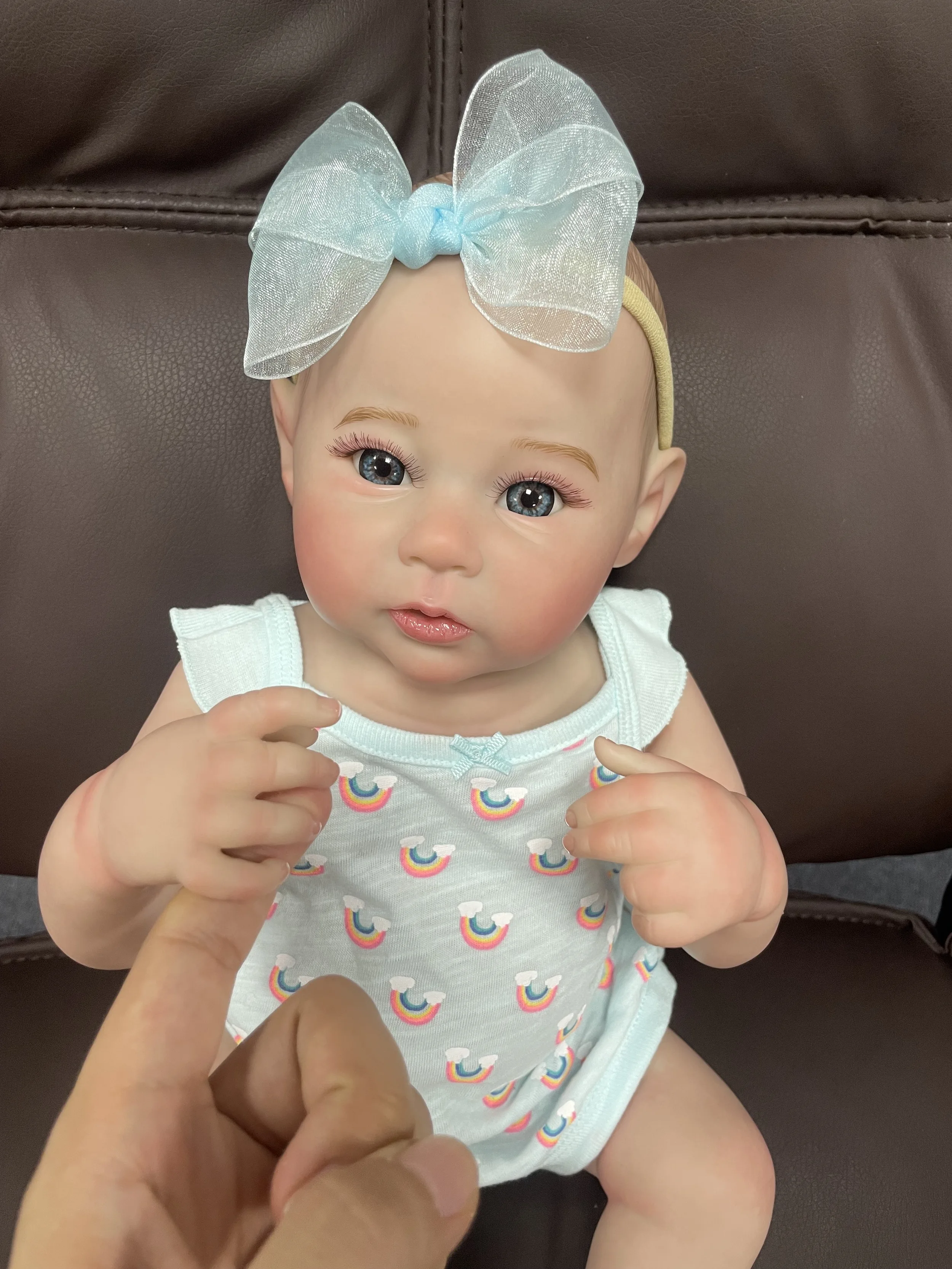 Muñeca de bebé Reborn lavable de cuerpo completo, juguete de vinilo de silicona con pelo pintado realista, 18 pulgadas, regalo de Navidad - imagen 4