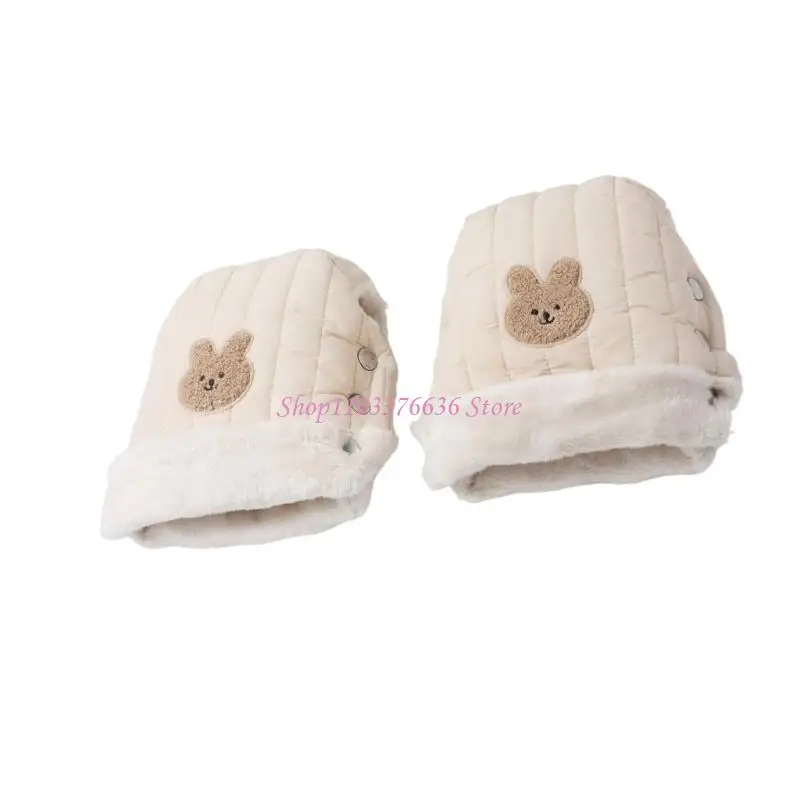 Guantes mano con forro suave R6FD, cubierta para manillar cochecitos, diseño impermeable y resistente viento para uso