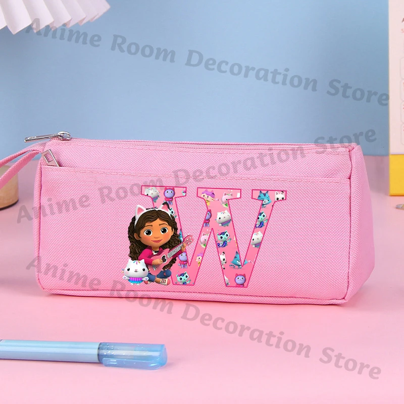 Estuche de lápices de lona para casa de muñecas de Gabby para estudiantes, estuche de bolígrafo con estampado de letras de dibujos animados, almacenamiento de papelería para niños y niñas, bolsa de moda - imagen 4