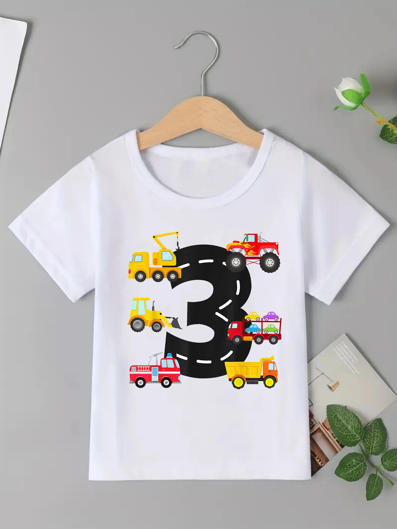 Camiseta con estampado de vehículos de ingeniería de segundo y 3 cumpleaños, ropa divertida para niños, camiseta de regalo de cumpleaños perfecta, camiseta para niños pequeños - imagen 2