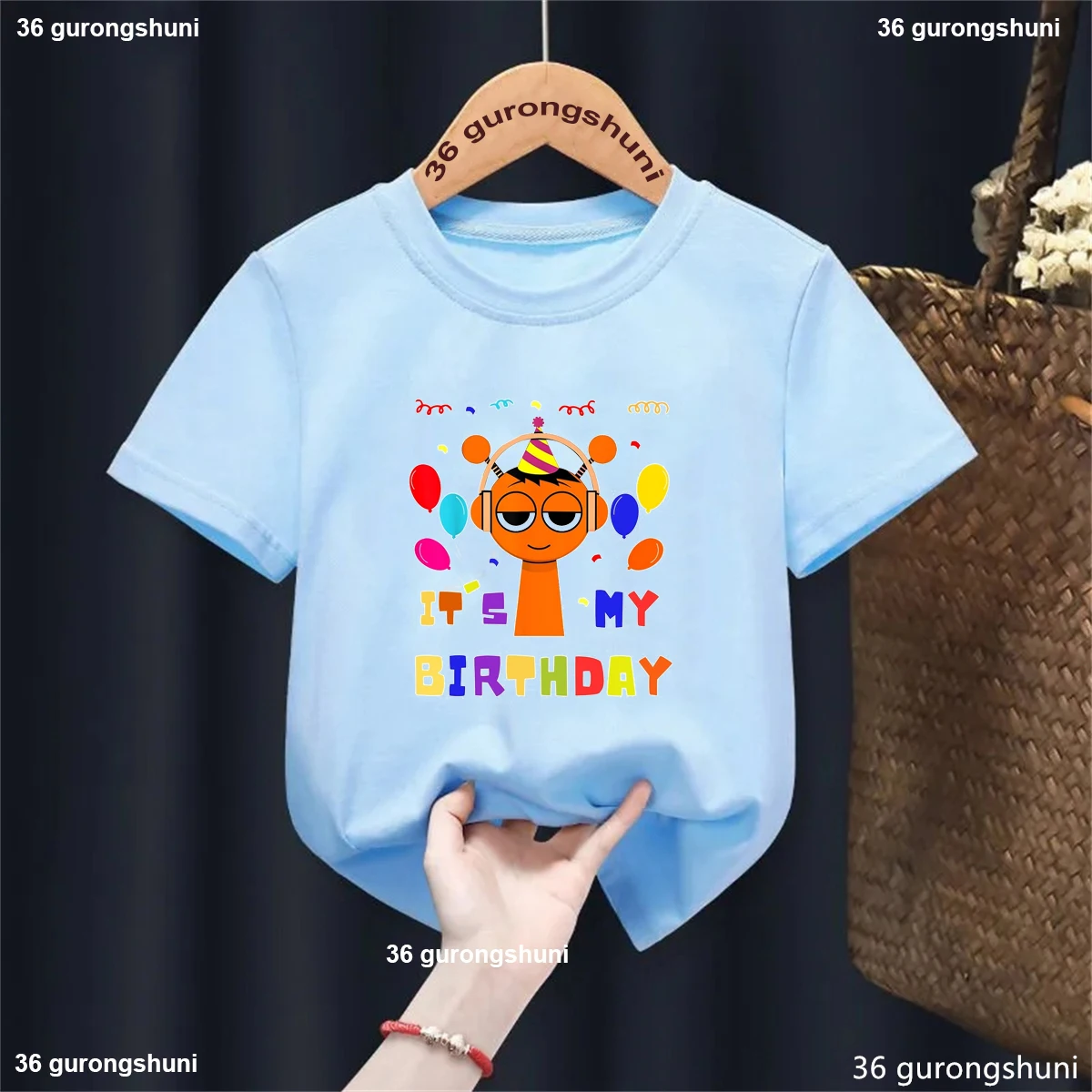 Es mi cumpleaños Sprunki camiseta con estampado con dibujo niñas/niños ropa divertida Kawaii para niños camiseta de fiesta de cumpleaños camiseta sólida - imagen 4