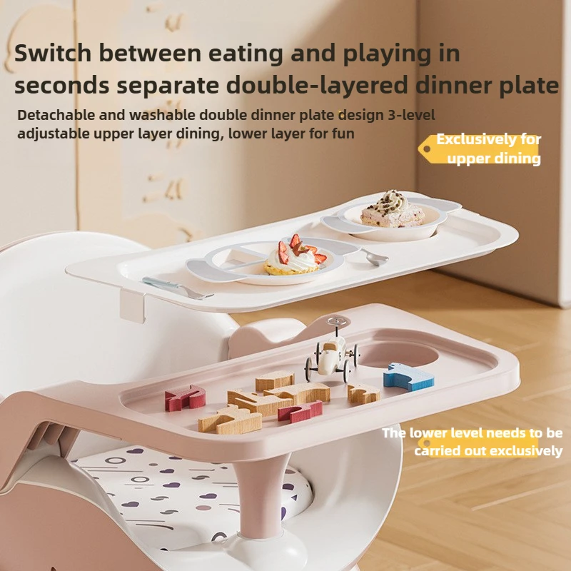 Silla convertible para alimentación de bebé: asiento para niños pequeños de altura ajustable con bandeja extraíble, portátil para uso doméstico y en viajes - imagen 5