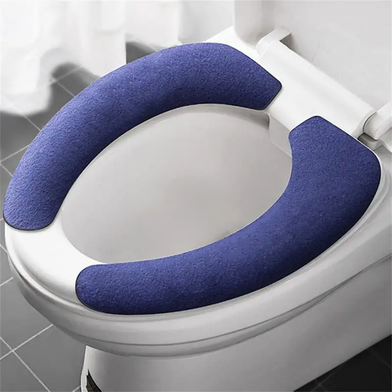 Funda de asiento de inodoro lavable, conjunto Universal, pegatina de franela cálida reutilizable, fundas de asiento de inodoro, relleno de asiento de alfombra de baño - imagen 4