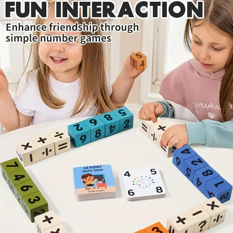 Cubo de matemáticas de madera de 24 puntos para niños, aprendizaje, suma, resta, división de multiplicación, rompecabezas, juguete educativo, cubos de juego, juguetes