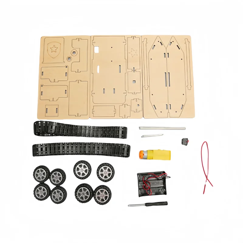 Tecnología DIY para niños, pequeño fabricante, tanque de pista eléctrica, rompecabezas, juguetes, materiales de montaje, herramientas de aprendizaje para estudiantes, regalo para niños - imagen 3
