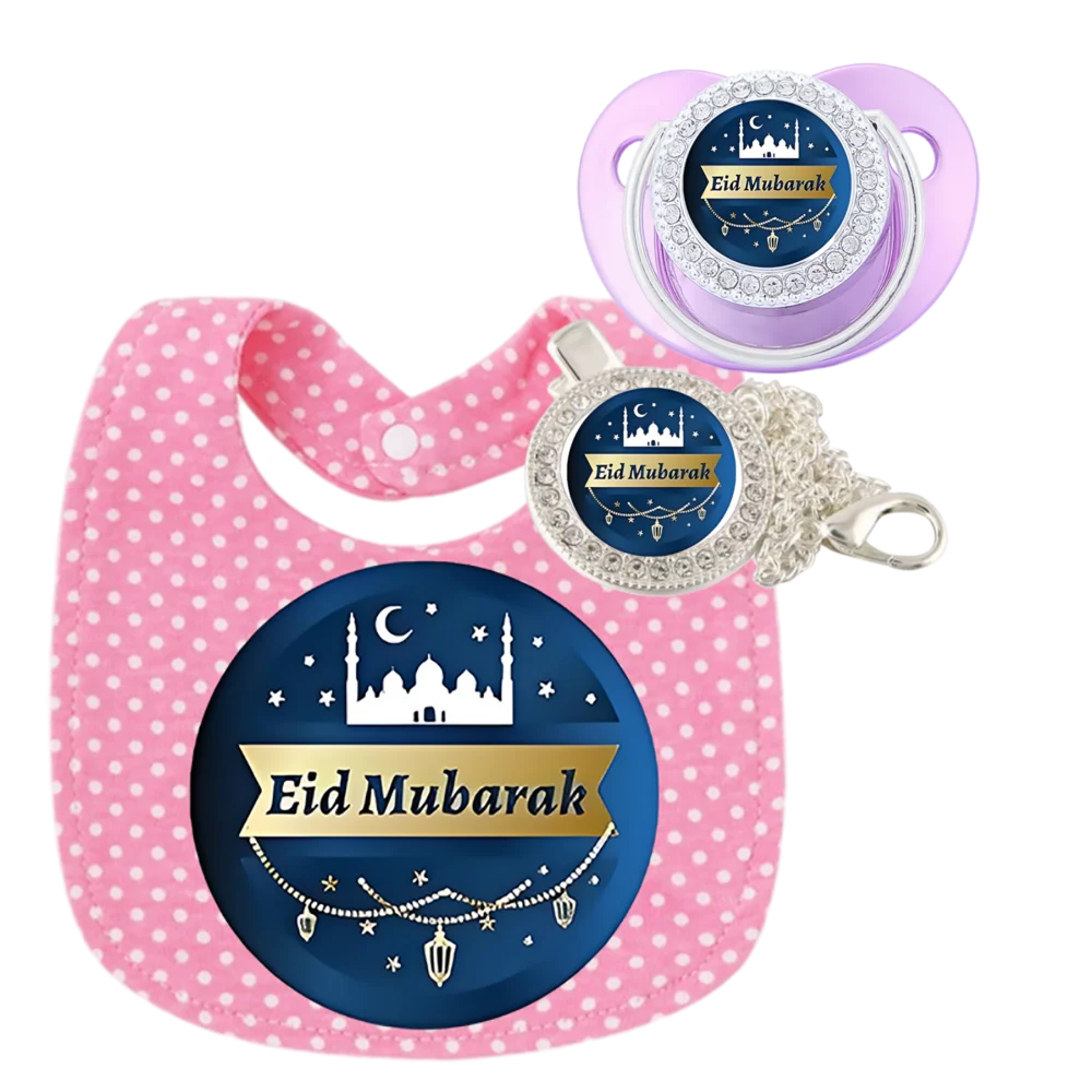 Venta al por mayor de 3 piezas/lote de Baberos para bebé, chupetes y clips para chupete, toallitas musulmanas para saliva, delantales de alimentación para bebé recién nacido - imagen 4