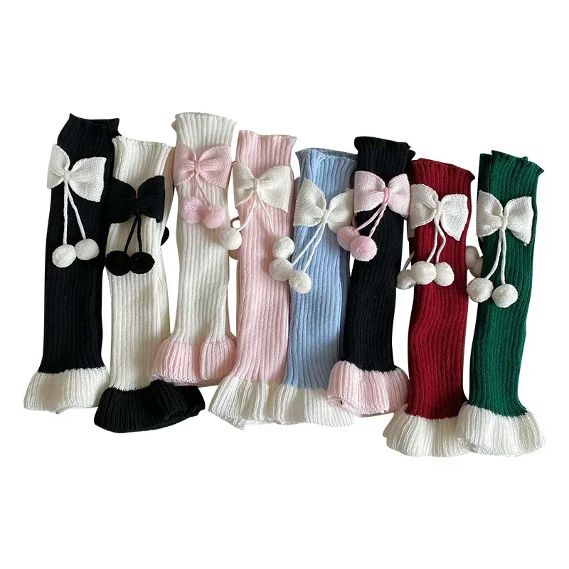 1 par de calcetines sueltos con lazo de moda coreana para niños y niñas, calentadores de piernas con lazo de Lolita para niños, calcetín escolar de algodón suave para primavera y otoño - imagen 5