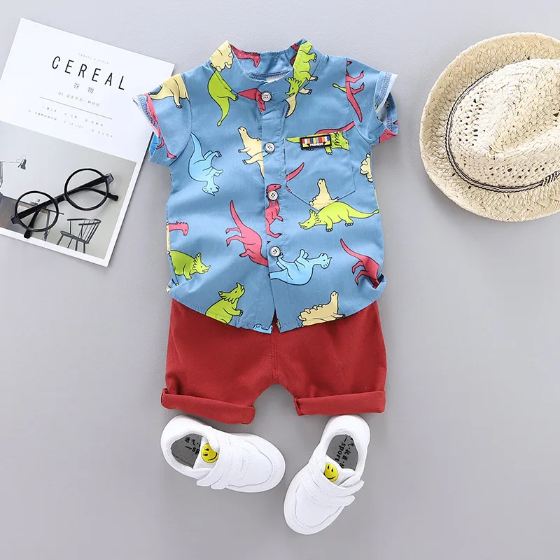 Nueva ropa de verano para bebés, traje para niños, camisa de dibujos animados, pantalones cortos, 2 unids/set, disfraz informal para niños, ropa para niños, chándales infantiles - imagen 2
