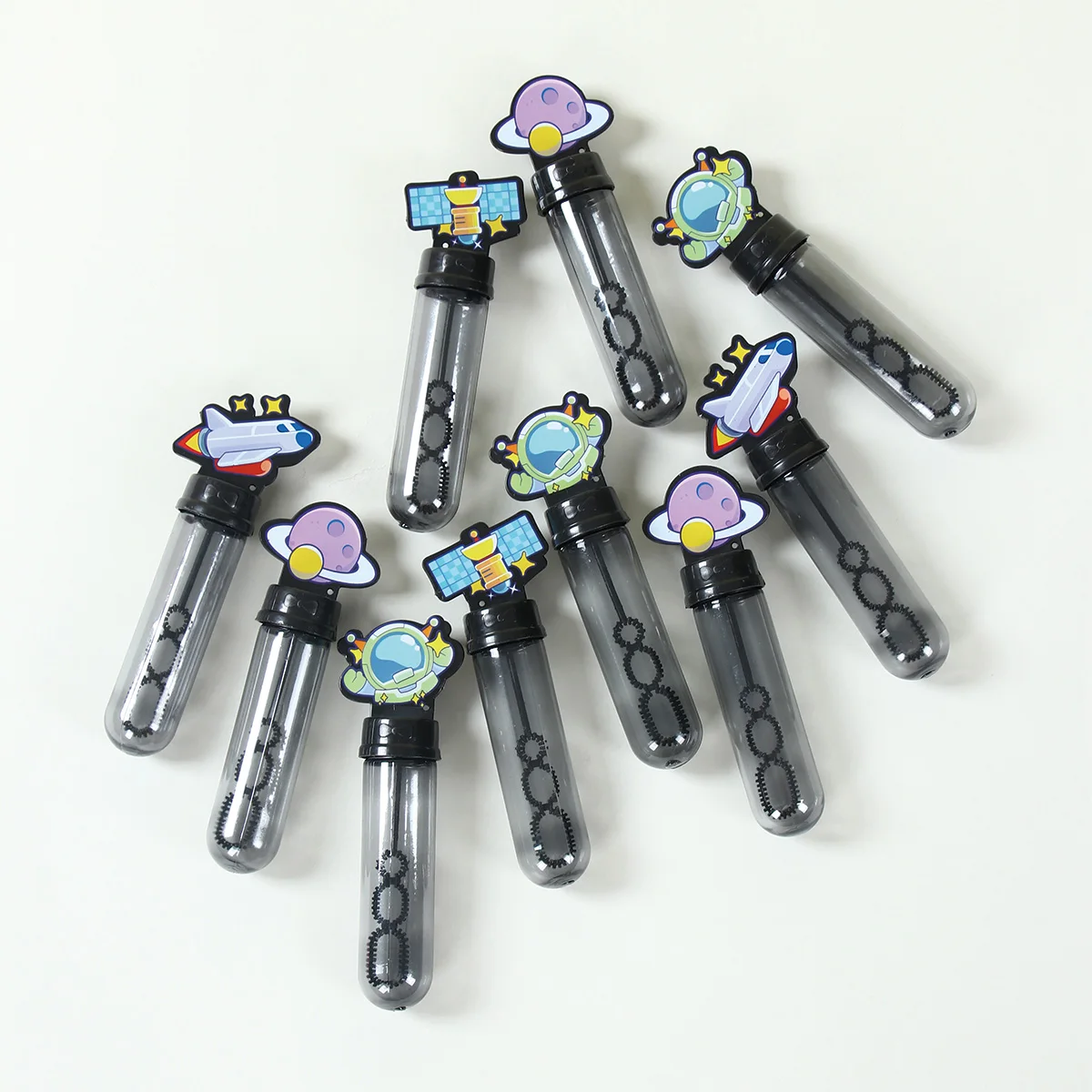 10 Uds. De palo de cohete de Luna de astronauta de dibujos animados, tubo de varita de burbuja, regalo para niños, tema del espacio exterior, regalo de decoración para fiesta de cumpleaños, Baby Shower - imagen 2