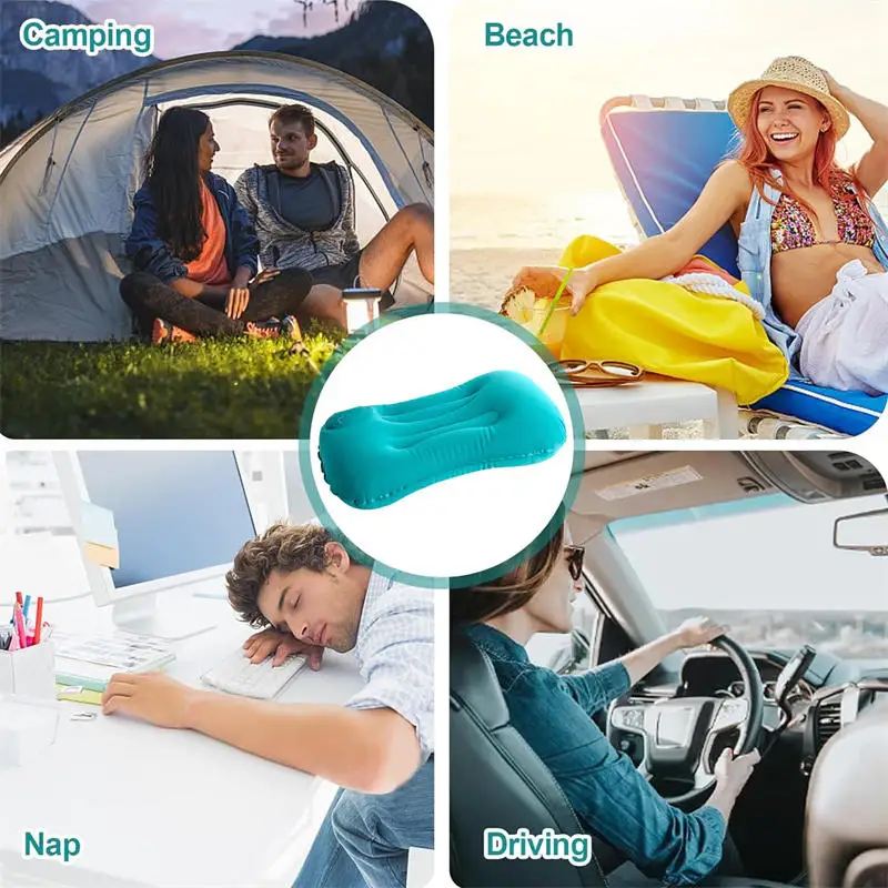 Reposapiés portátil para inflar, almohada de aire compacta para playa, oficina, hogar, viajes, Camping, almohada de viaje inflable, 1 ud. - imagen 2