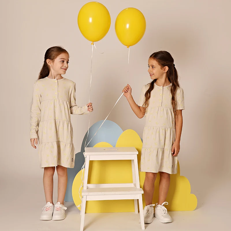 AA SS25 - Conjunto acanalado suave con estampado de lazo/velero para niñas, niños y bebés, vestido y mameluco sin mangas para bebés - imagen 2