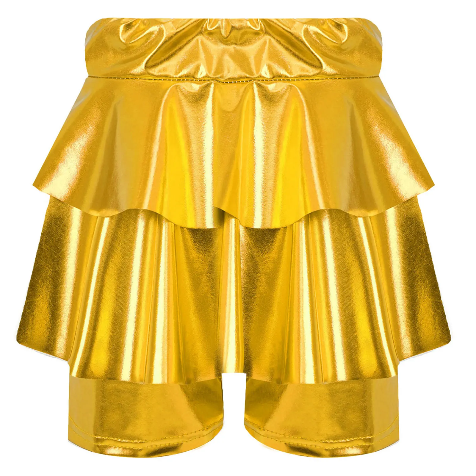 Calzoncillos tipo bóxer para niñas, pantalones cortos con falda metálica, cintura alta, cintura elástica, Culotte para actuación de porristas y baile de Jazz - imagen 5