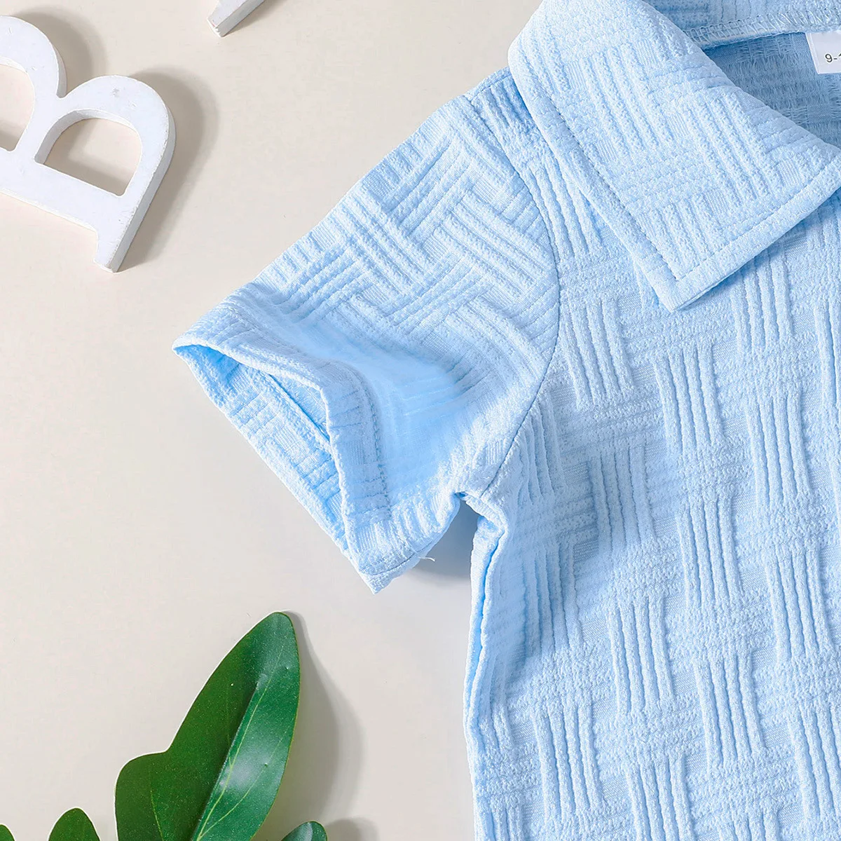 Conjunto verano niño coreano: camiseta azul y pantalón corto informal - imagen 2