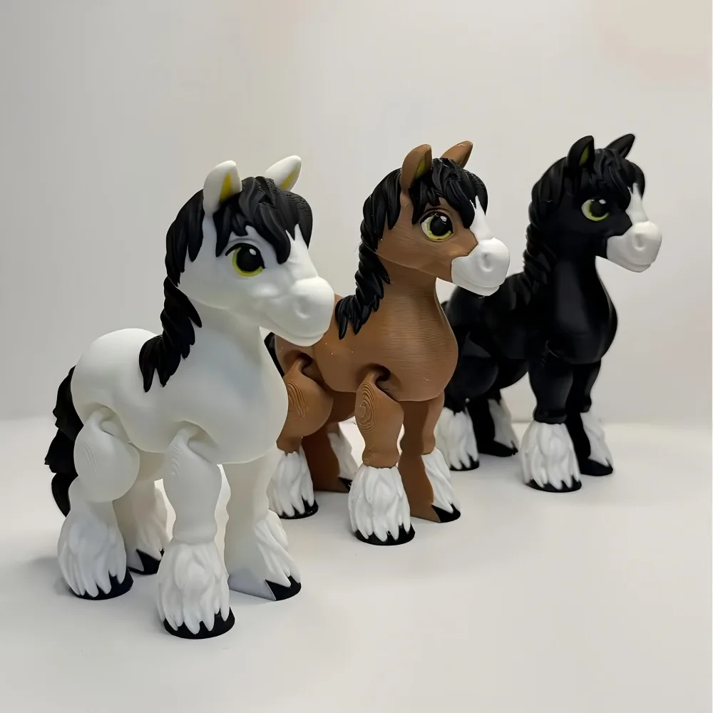 Modelo de poni de caballo impreso en 3D, estatua de juguete de animales flexibles, articulaciones móviles, decoración para el hogar y la Oficina, juguetes antiestrés, juguetes de animales para aliviar el estrés - imagen 4