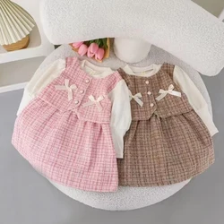 Vestidos para bebés y niñas, ropa elegante rosa para niños, ropa de princesa de manga larga para primavera y otoño, ropa para fiesta de 1er cumpleaños