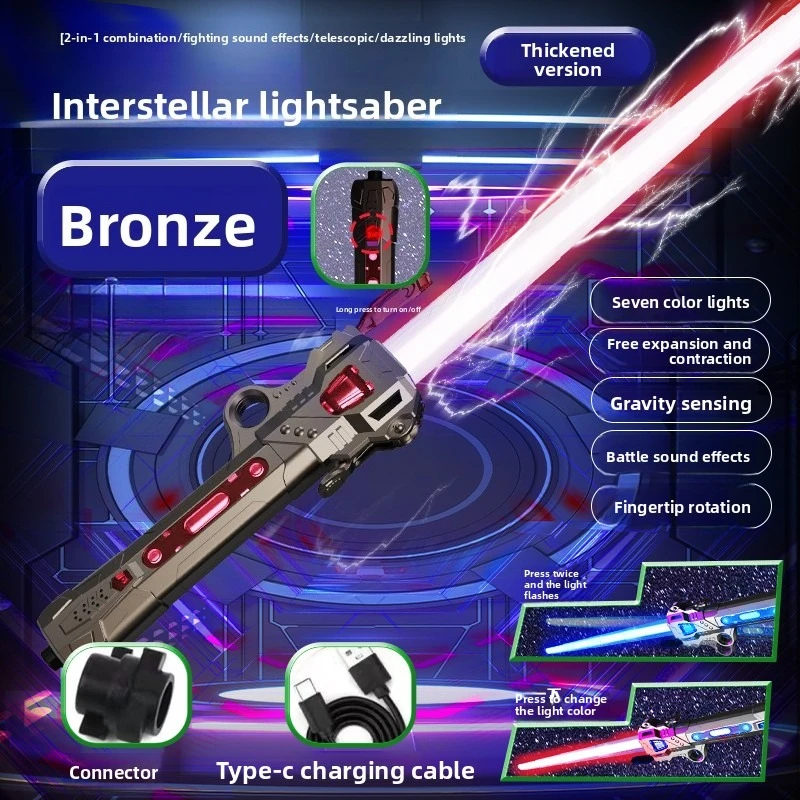 Espada de juguete telescópica con luces y música para niños - imagen 2