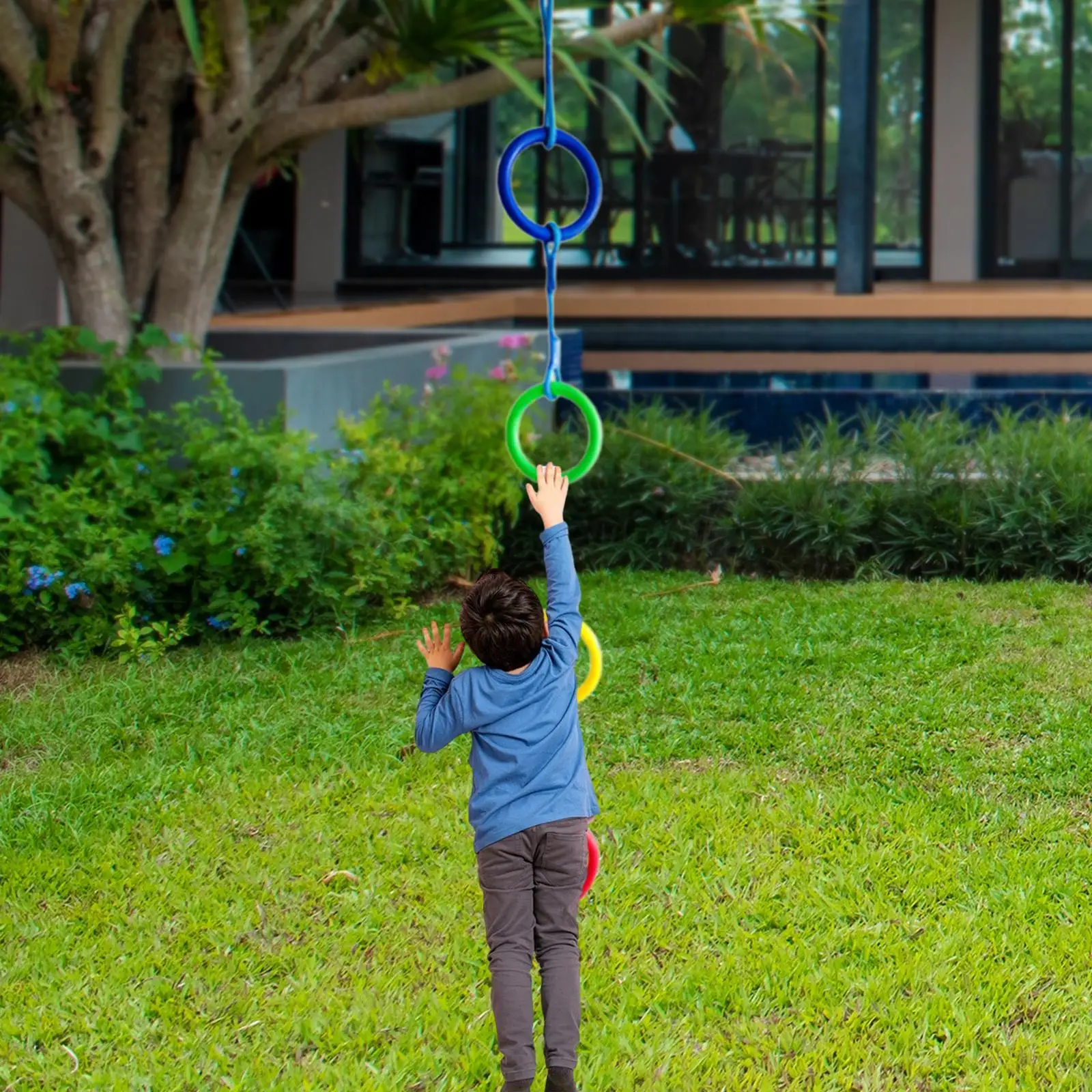 Exercise Rope Children Ring Climbing Rope Versatile Practical Colorful Adjustable Playground Climbing Ring Set for Garden Gym