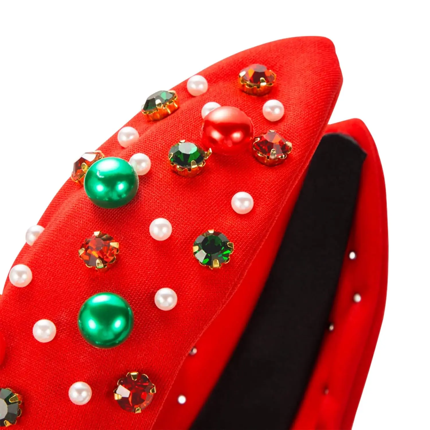 Diadema con adornos de cristales y perlas para niña, diadema anudada, regalo de Navidad - imagen 5