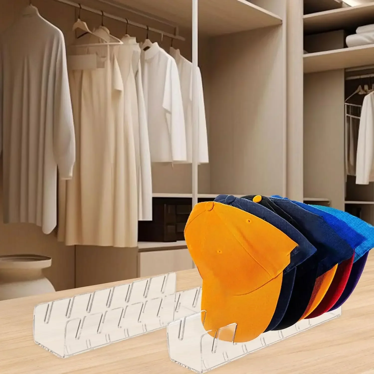 Estante de almacenamiento de sombreros acrílico para el hogar, estante de exhibición para almacenamiento de sombreros, estante para sombreros de béisbol para tienda de ropa, soporte para sombrero de pico de pato, 1 ud./2 uds. - imagen 3