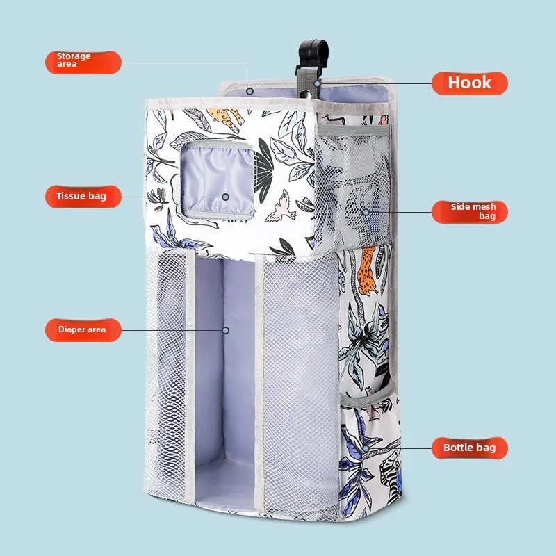 Bolsa de pañales multifuncional para bebé, organizador de pañales, Oxford, mesita de noche, almacenamiento para cama de bebé, bolsa colgante, apiladores de pañales para recién nacidos - imagen 3