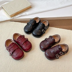 Zapatos de cuero para niñas antideslizantes suela blanda