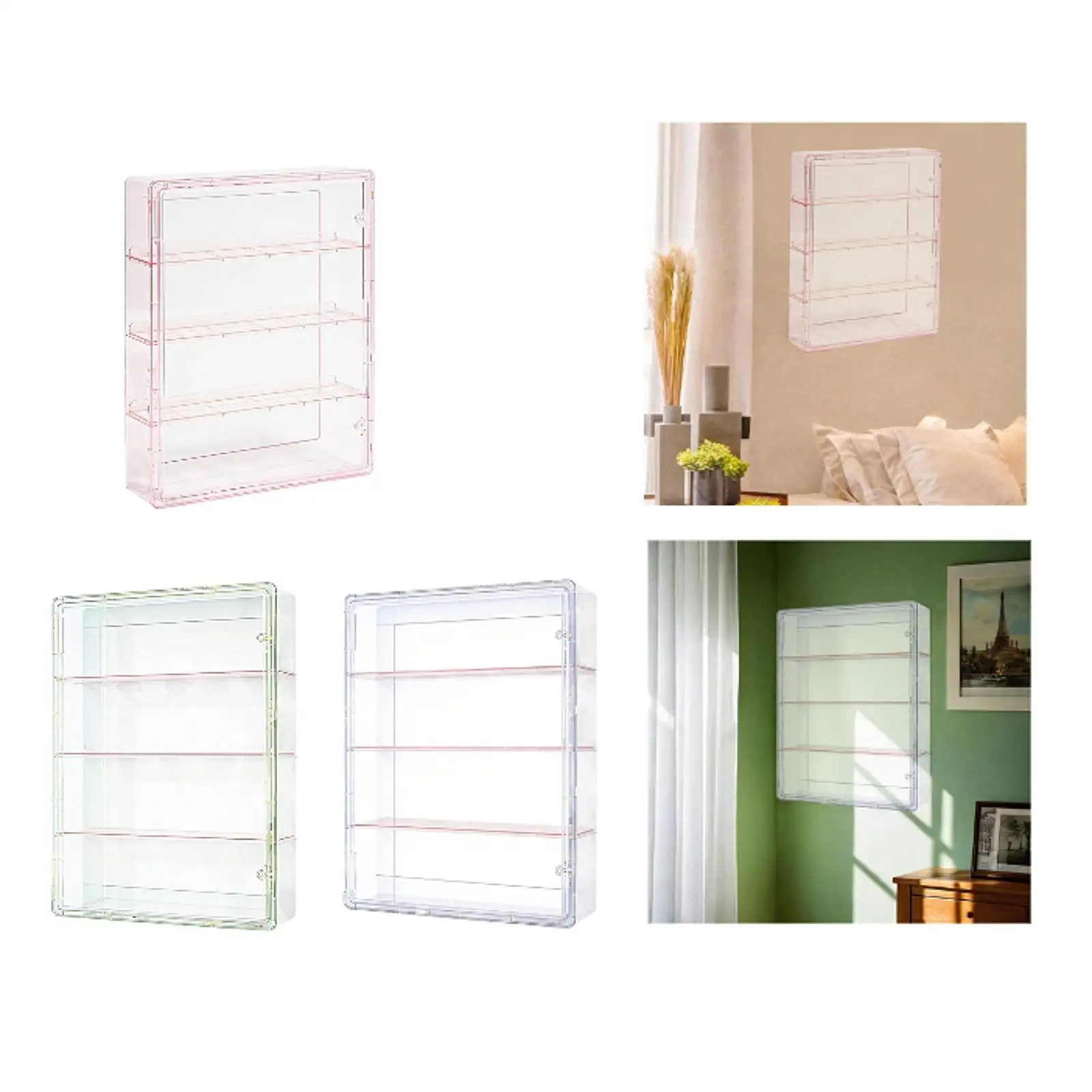 Vitrina para organizador de figuras con divisor, montaje en pared, vitrina de 4 niveles, caja de almacenamiento para muñecas, escaparate para figuras de acción - imagen 4