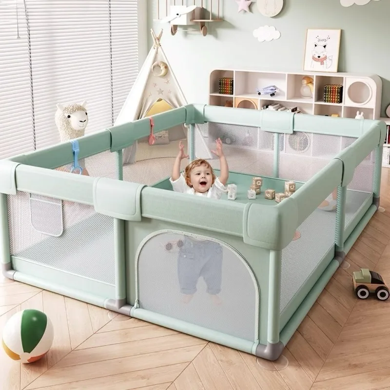 Parque infantil para bebés de interior, área de juegos súper segura para niños pequeños, patio de juegos plegable para el hogar con puerta para gatear y aprender