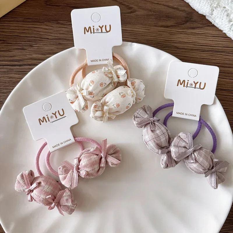 2 unids/set de horquillas de caramelo para niños, pinzas para el cabello a cuadros de tela para niñas, pasadores bonitos, flequillo, Clip LATERAL, horquilla, accesorios para el cabello - imagen 4