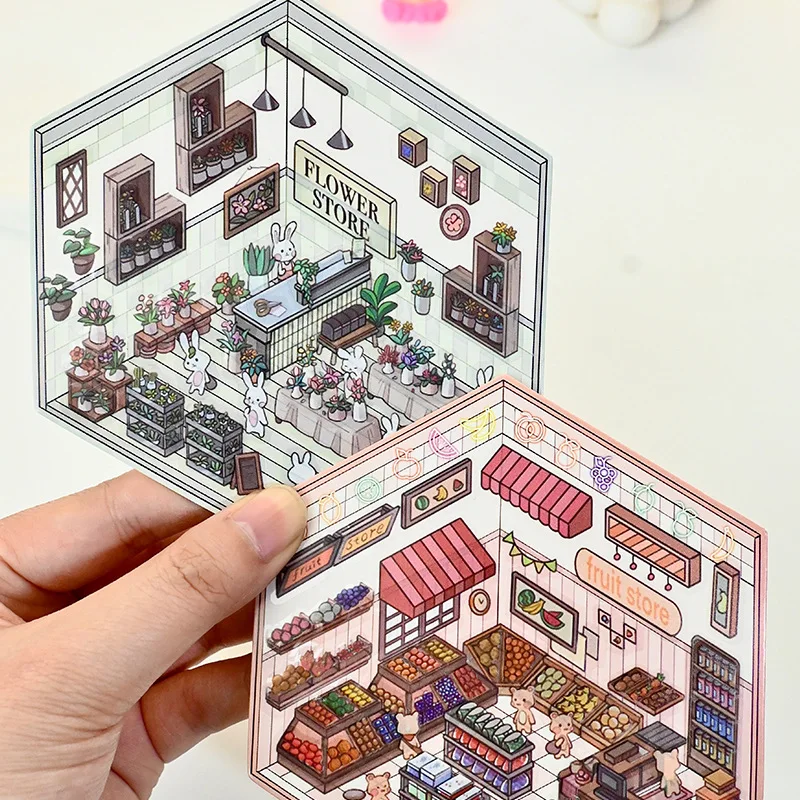 Colección de pegatinas de paisaje mundial en miniatura, pegatina Manual de Material PET de descompresión de nicho DIY - imagen 3