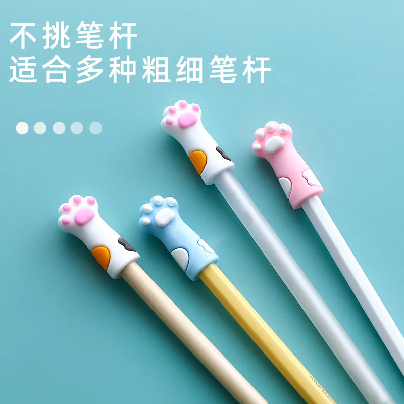 Tapa de lápiz de gato Kawaii para niños, cubierta de silicona de dibujos animados, extensor de lápiz lindo, suministros escolares de papelería, 1 piezas - imagen 3