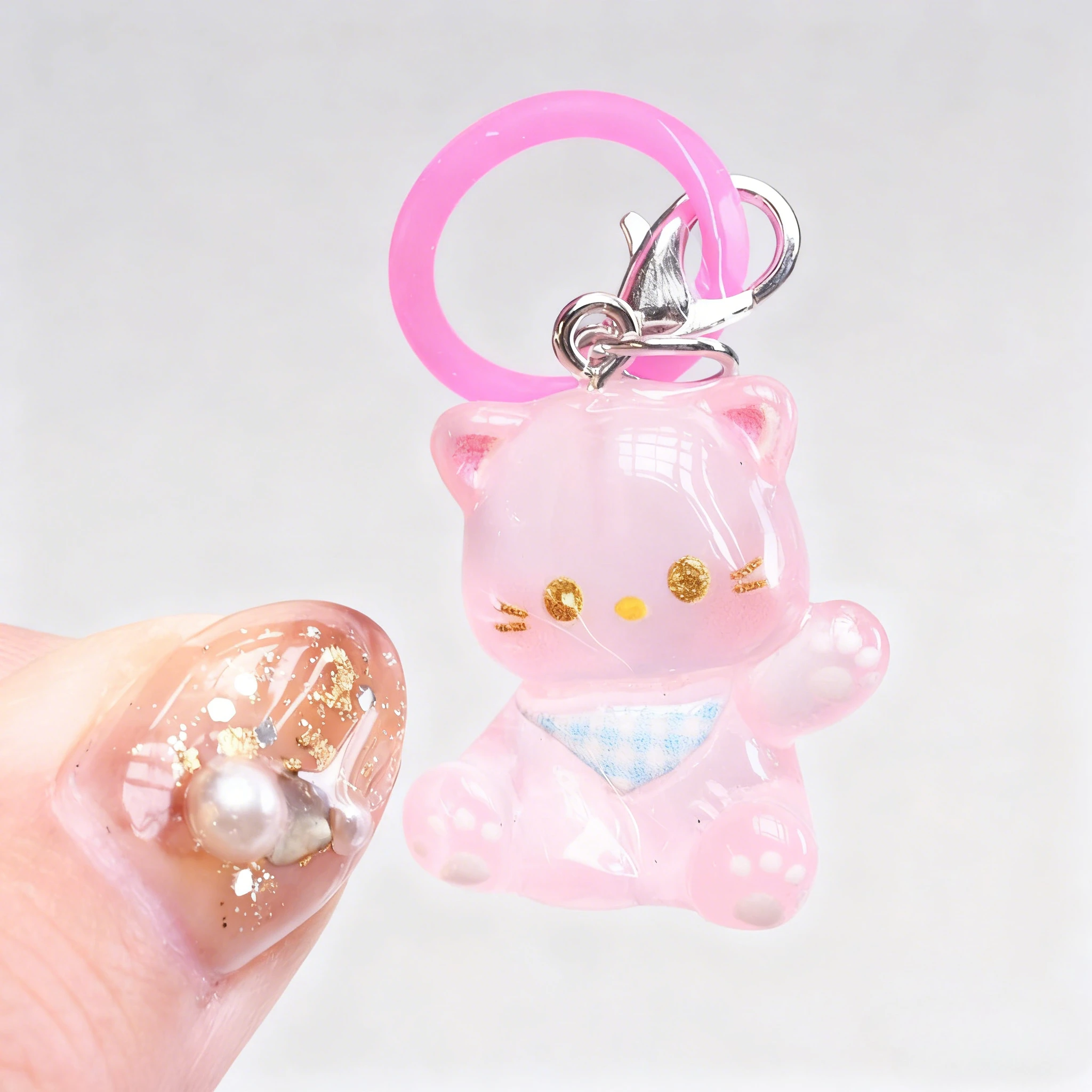 Juguetes cápsula de enlace brillante, lindo cristalino, cabeza inclinable, Neko, bufanda para bebé, gato sentado, gatito, paraguas, marca de botella, figuras colgantes - imagen 2