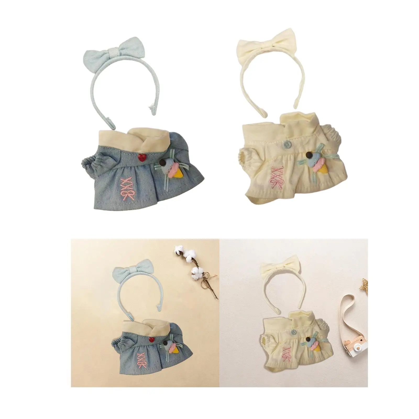 Stuffed Doll Dress Set with Hairband for Kids Flexibility Hands on Coordination Doll Clothes Make Your Own Dolls for 17cm Dolls