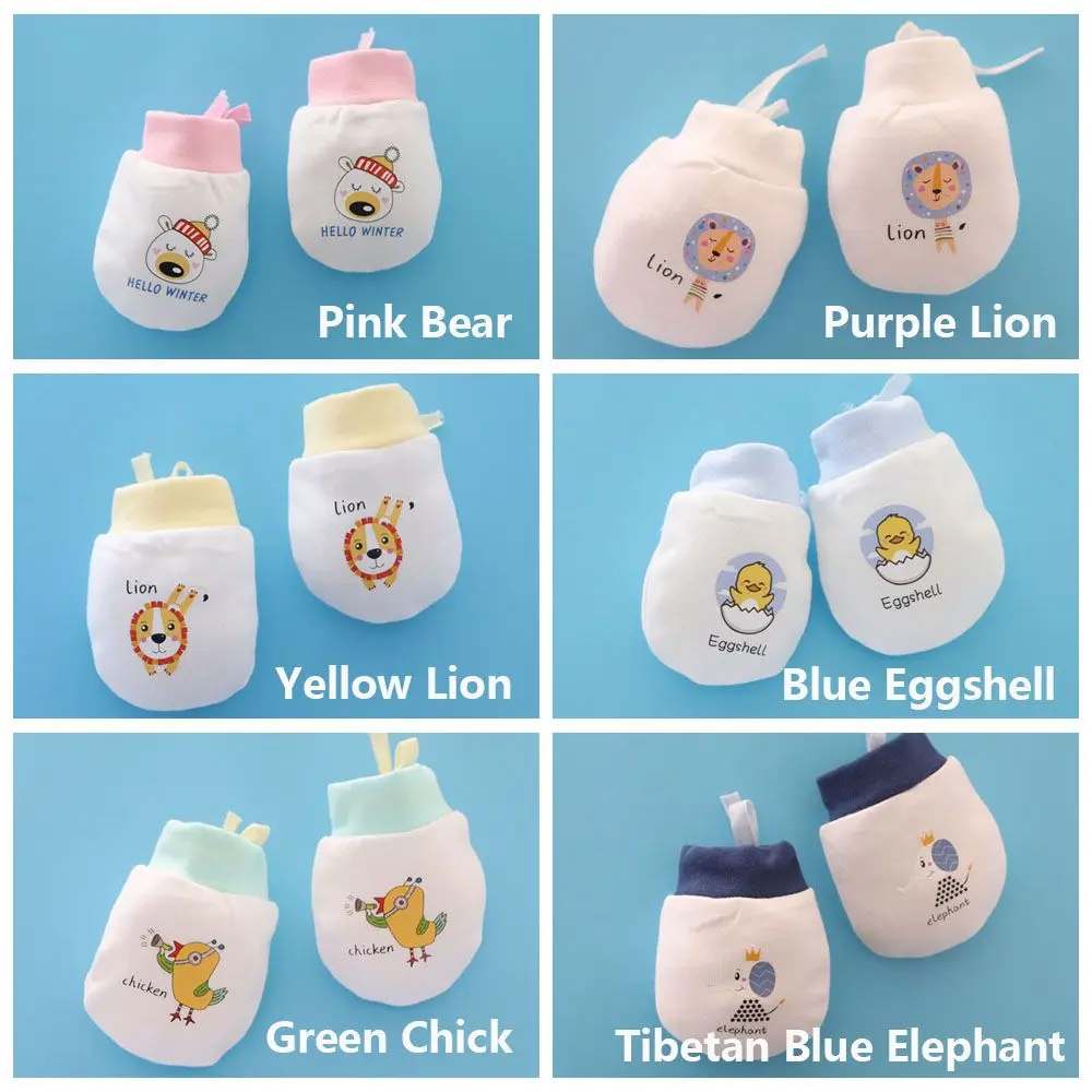 Cuidado invierno puro algodón infantil antiarañazos guantes con cordón - imagen 5