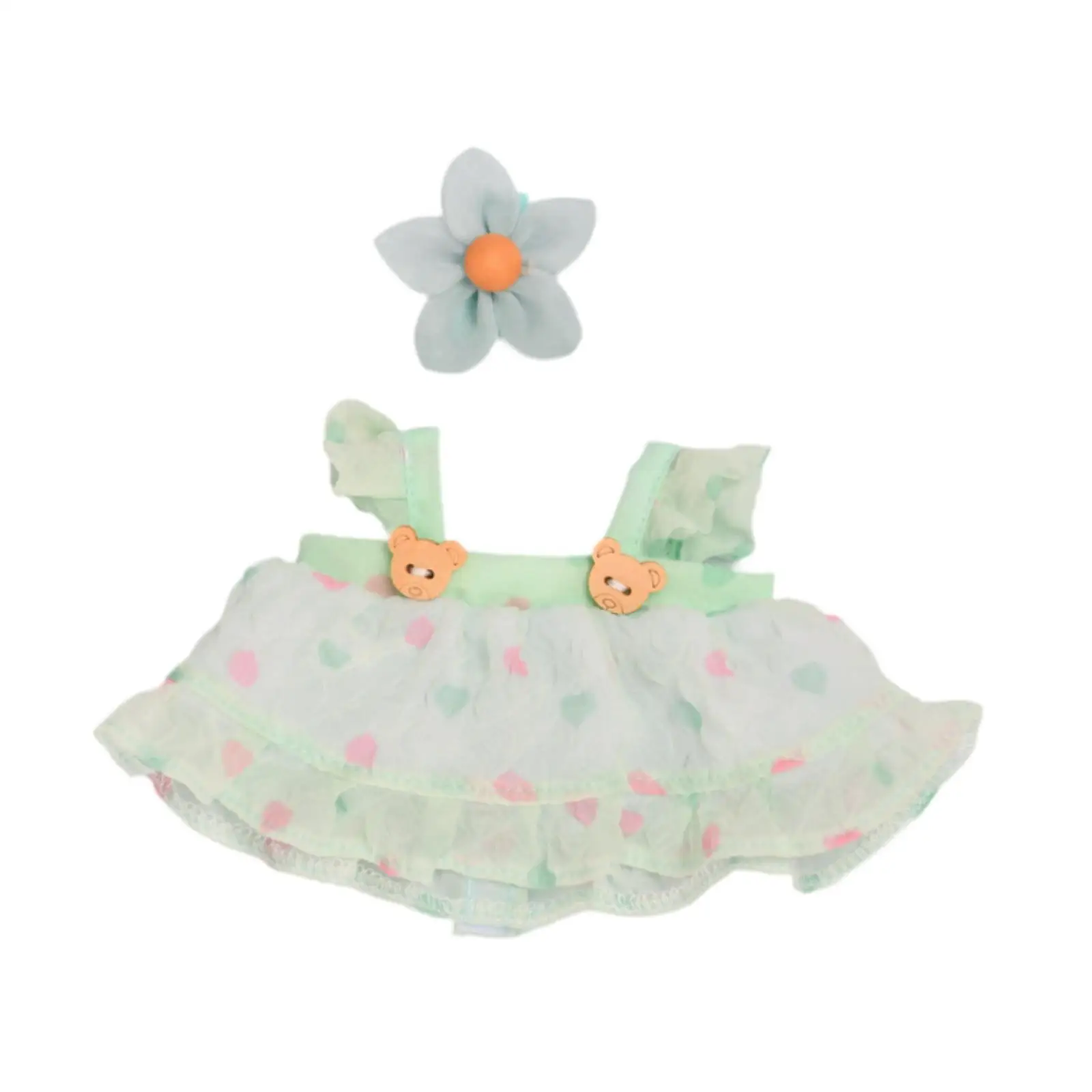 2x Dolls Princess Dress with Flower Hairpin Costume for 20cm Dolls Dress up