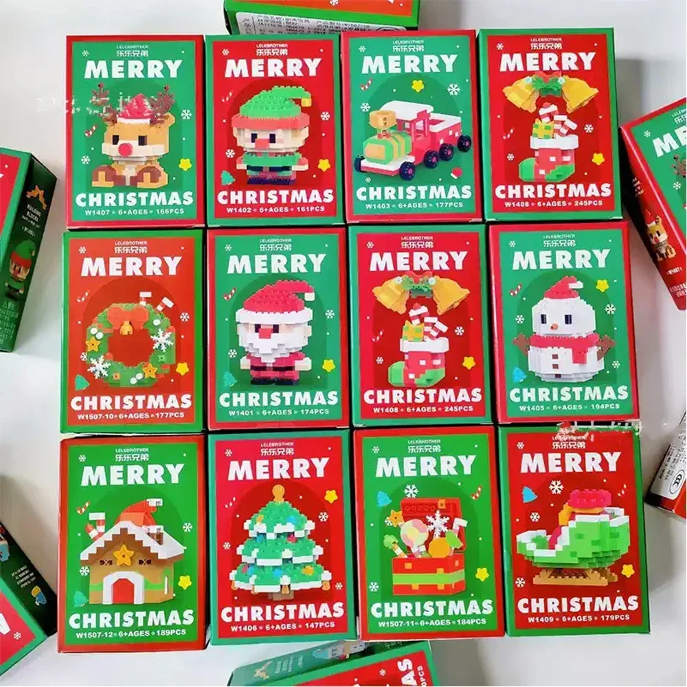 Bloques de construcción de Navidad: puzzle de reno y Papá Noel