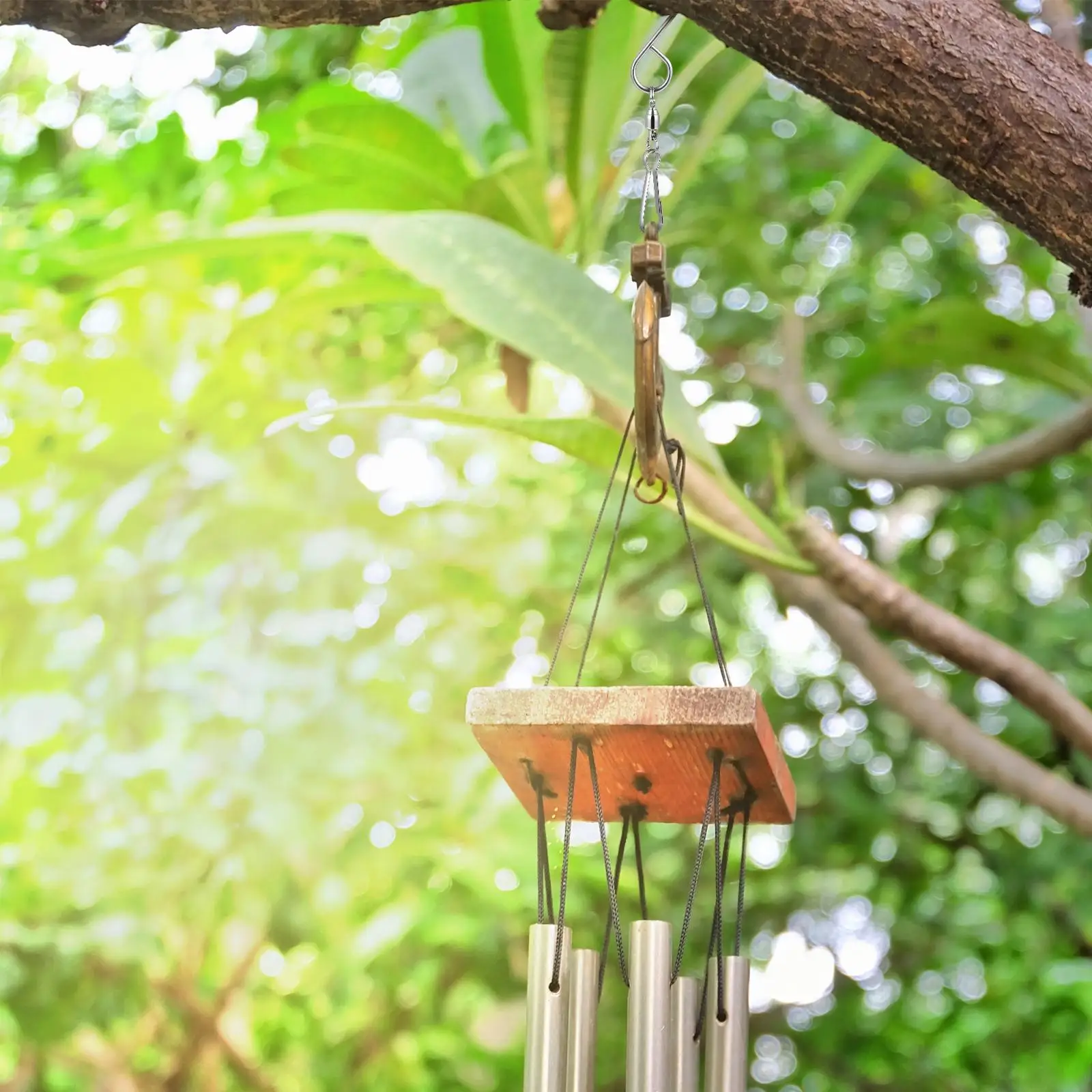 Ganchos giratorios de acero inoxidable, colgador de carillón de viento giratorio de alta resistencia, ganchos para exteriores, Clips giratorios de Metal para colgar, 12 Uds. - imagen 5