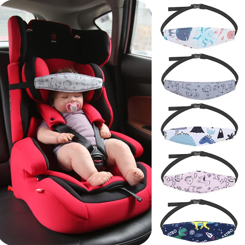 Asiento de coche para bebé, soporte para la cabeza, cochecito infantil ajustable, correa de alivio del cuello, almohada, cinturón de sujeción, reposacabezas, posicionador de sueño para niños pequeños