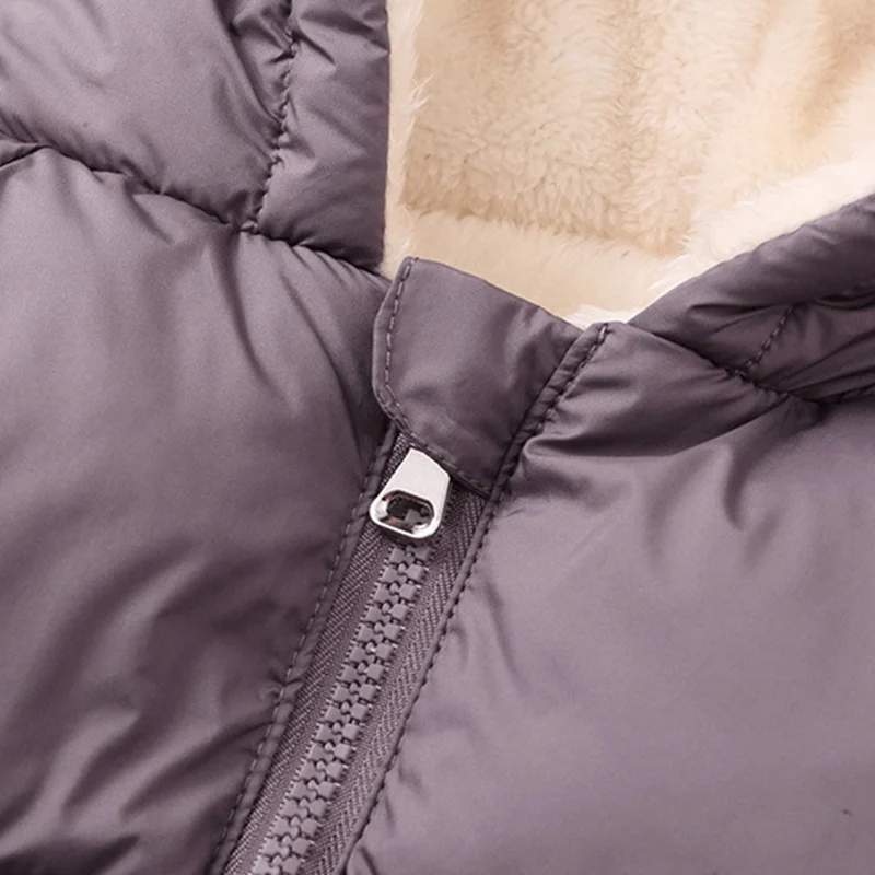 Chaquetas gruesas con capucha y cremallera para bebés, niños y niñas, abrigo informal acolchado de algodón, ropa sólida para niños, prendas de vestir exteriores cálidas de invierno - imagen 5